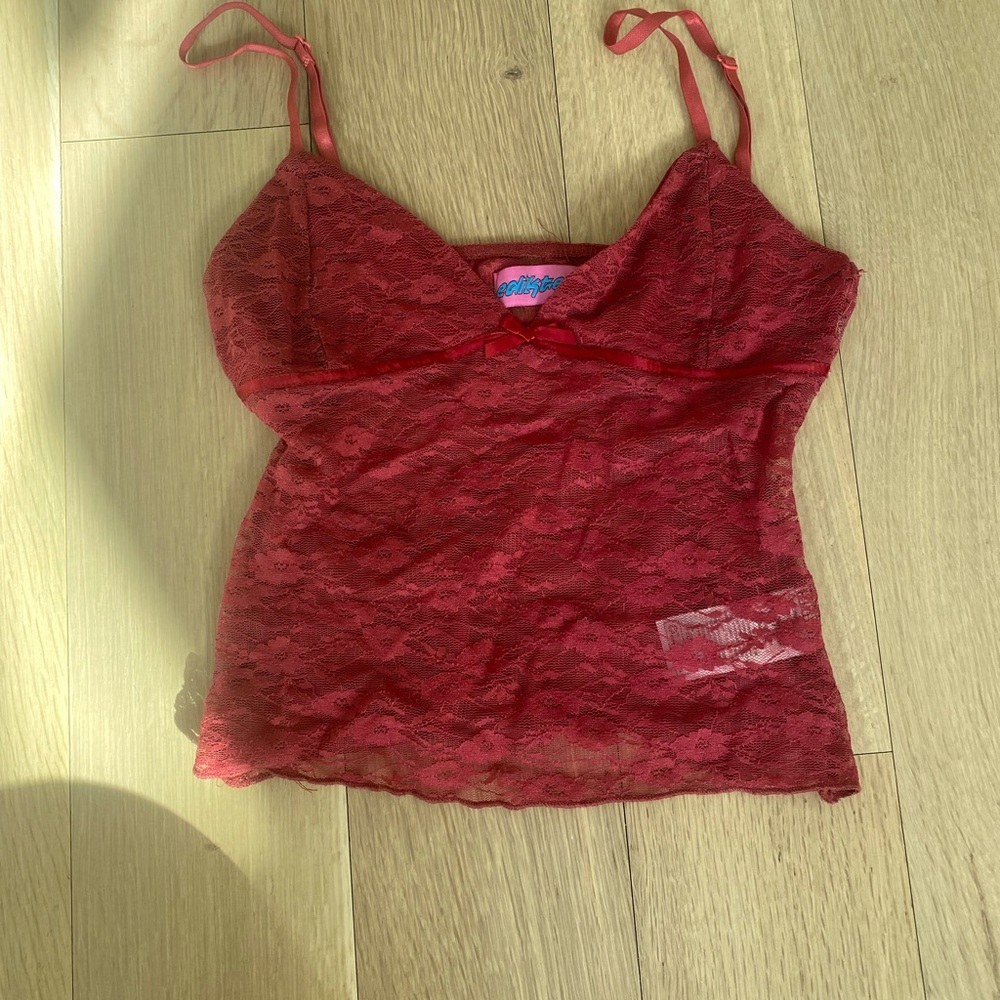 Red Lace Camisole Top